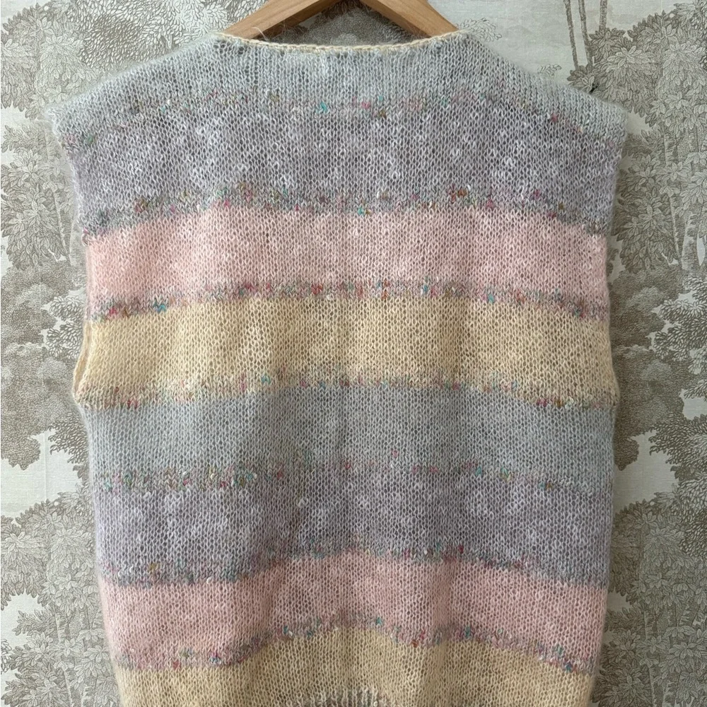 Vintage JEANNE PIERRE Pastel Striped V-Neck Sweater Vest - Picture 5 of 5